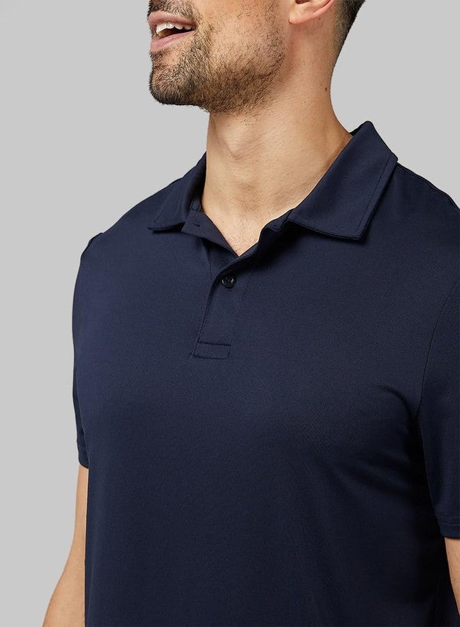 32 Degrees Men's Cool Classic Polo | Slim Fit | Moisture Wicking | 4-Way Stretch | Golf | Tennis, Navy, Large - Image 2